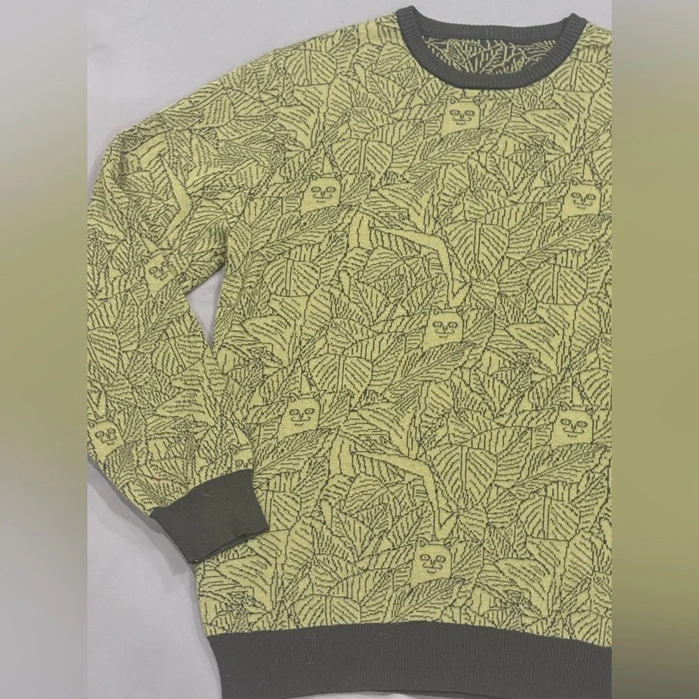 Ripndip Olive Leaf Pattern Crewneck Sweater - Picture 3 of 9